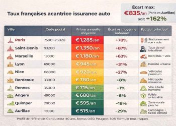 Classement 2026 : Top 10 des villes françaises où l’assurance auto coûte le plus cher